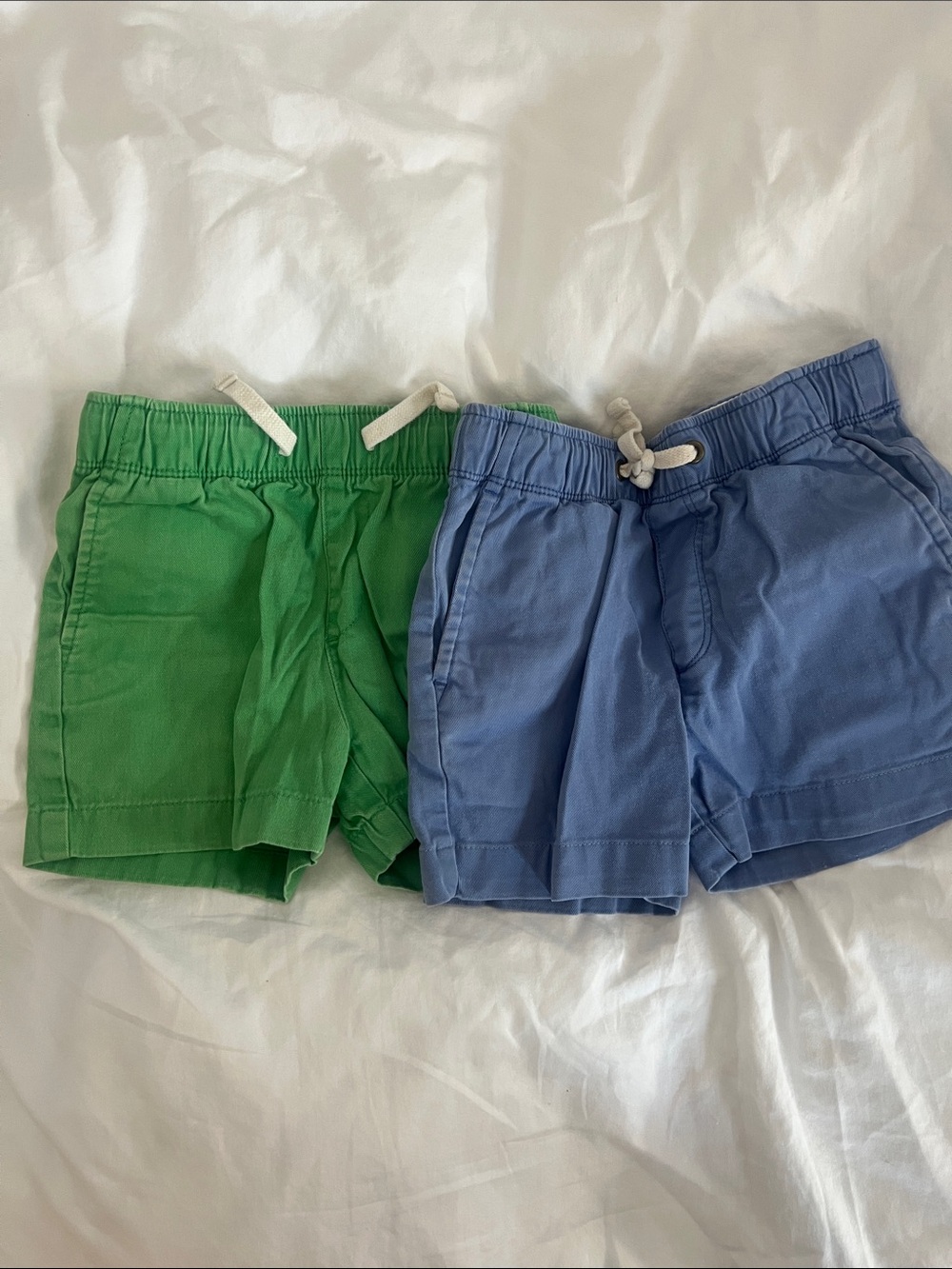 Crewcuts Cotton Drawstring Shorts in Green & Blue